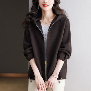 R4E 여성 후드 가디건 봄가을 숏코트 엄마룩 상의 캐주얼 젠3