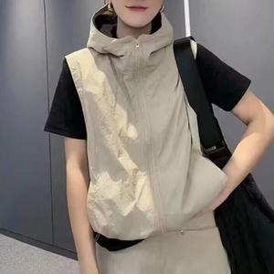 여성 베스트 간절기 오버핏 후드조끼 레이어드 hvs-02