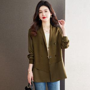 EAMT 여자카디건 롱 정장 YONG3 하프 페이크투피스패치 니트 아우터 기장 루즈핏
