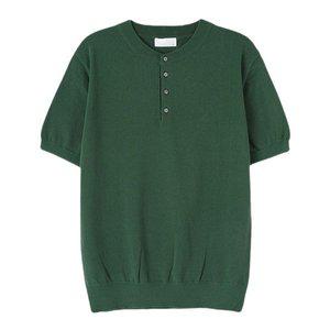 [리빌모아]남자 여름 포멀 헨리넥 라운드 린넨 반팔 니트 SG KNH Q018 딥그린_P361922441