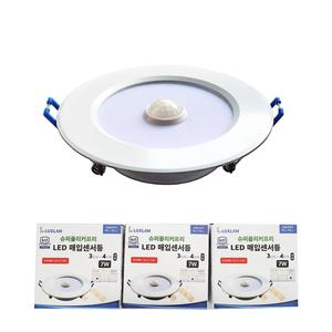 룩스램 LED 매립등 매입센서등 현관등 3인치 4인치 다운라이트 7W (주백색,주광색,전구색 택) 플리커프리