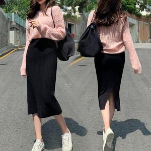 [XBIIH495]banc de luvre 니트스커트 밴딩롱스커트