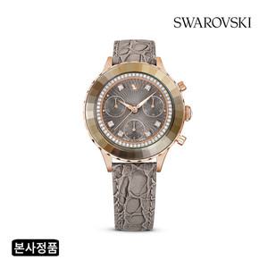 [스와로브스키/본사정품] Octea Chrono 그레이 로즈골드 레더 시계 5671153