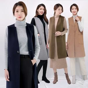 [당일발송] 고품격 울 알파카 혼방 코트형 롱 베스트 702