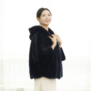 [우진모피](WJ) 코펜하겐퍼 휘메일 나그랑 후드 네이비 밍크코트 국내생산 본사직영