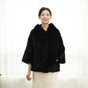 [우진모피](WJ) 코펜하겐퍼 휘메일 나그랑 후드 블랙 밍크코트 국내생산 본사직영