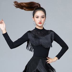 라인댄스복 사교 댄스스포츠 긴팔 상의 라틴 여성 방송 댄스티