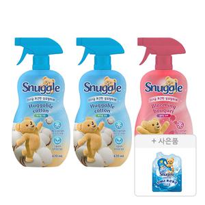 스너글 섬유탈취제 허거블코튼 470ml, 2개 + 블루밍부케 470ml, 1개 + 증정 (섬유유연제 블루스파클 플러스 100ml, 1개 )
