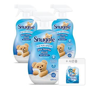 스너글 섬유탈취제 블루스파클 470ml, 3개 + 증정 (섬유유연제 블루스파클 플러스 100ml, 1개 )