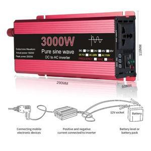 휴대용 태양열 인버터 보조배터리 변환기, 순수 사인파 인버터, DC 12V, 24V, AC 110V, 220V, 1000W, 1600W
