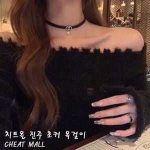 치트몰 더블 서클 진주 초커 목걸이