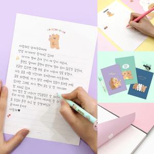 핑크풋 패드편지지 댄싱베어 캐릭터 편선지 귀여운 일러스트 축하 감사 우정 감성편지