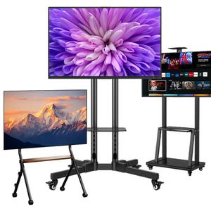 이동식 TV 거치대 티비 스탠드 받침대 각도 높이 조절 30-80인치 LG 삼성 호환 브라켓 다이 선반 회의