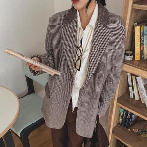 [기타]울자켓 대디핏 오버핏 체크 누빔안감 겨울자켓