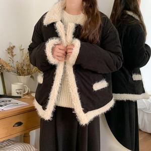 [다잇템] 여자 양털 골덴 FW 덤블 무스탕 카라넥 점퍼