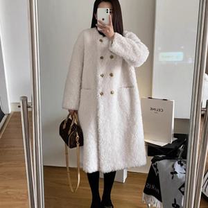 [휴드]케아르 양모 퍼 라운드넥 코트 4color