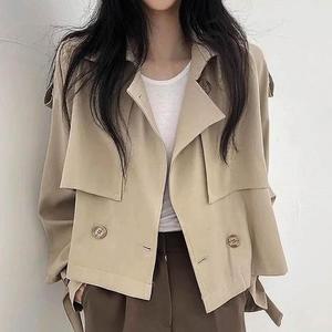 [HYIJFYK7_4B]여성 숏 트렌치자켓 더블단추 간절기 아우터