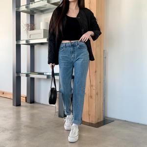 여자 빈티지 FW 코튼스판 고무줄 빈티지워싱 데님팬츠