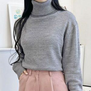 [옷자락]여자 데일리 베이직핏 무지 6컬러 목폴라 긴팔 니트