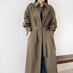 [옷자락]여자 가을 간절기 벨티드 카라넥 뒷절개 트렌치 코트_P375227486
