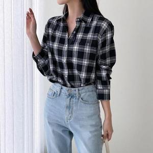 여자 코튼 무채색 FW 베이직핏 플란넬 셔츠_3