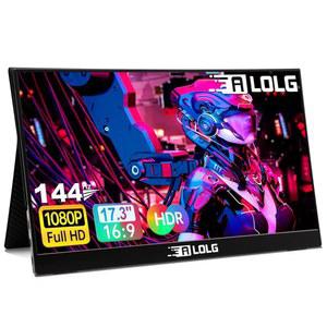 ALOLG 휴대용 모니터 17.3인치, 60HZ FHD 1080P 디스플레이, USB C 및 HDMI 입력, 초슬림 IPS 패널, HDR 프리미엄 스마트 커버 노트북, PC, 휴대폰, PS5, 스위치와 호환되는 스피커