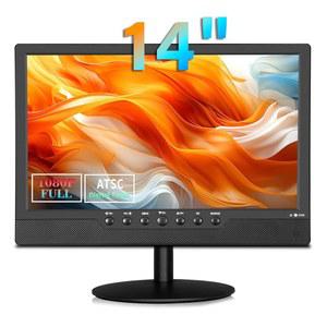 JEXIOP 14인치 평면 TV, 디지털 ATSC 튜너가 장착된 소형 안테나 및 HDMI 포트 /USB 포트, 차량용 12볼트 충전 케이블 /주방용