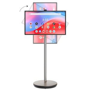 패셔니스트루리 32인치 4K 스마트 휴대용 TV 온 휠: 회전식 모니터, 터치스크린 롤링 스탠드, 휠 8+128G 스토리지, 배터리(6 8H), 풀 스위블 회전, 스탠바이미