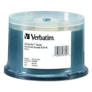 버바팀 CD-R 700MB 52X 울트라라이프 골드 아카이브 등급 - 브랜드 표면 및 하드 코트 50pk 스핀들