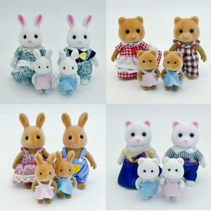 1 12 숲 동물 가족 미니 토끼 곰 팬더 인형 소녀 놀이 집 세트 빌라 가구 장난감