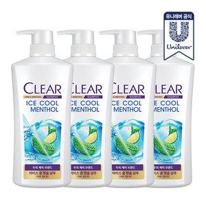 클리어 아이스 쿨 멘솔 샴푸 650ml 4개