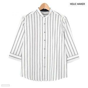 [리빌모아]남자 스트라이프 차이나카라 7부 셔츠 DMES SHS STS14346761_P387734398
