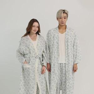 [옷자락]남자 여자 커플 홈웨어 꽃무늬 파자마 면 잠옷 세트