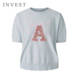 [인베스트]스팽글 자수 라운드넥 니트_INI5M1KT2071