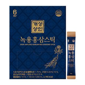 [가정의달] 개성상인 녹용홍삼스틱, 100포 + 쇼핑백, 1개