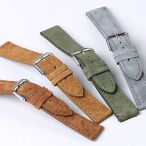 18mm 19mm 20mm 22mm 24mm 부드러운 스웨이드 가죽 시계 밴드 스틸 핀 버클 손목 밴드 블루 브라운 그린 시계 스트랩 퀵 릴리스 벨트