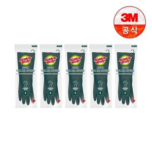 [3M]고리형 다크그린 고무장갑(소) 5개