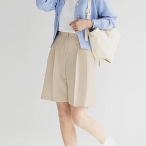 [시크라인] (~XXL까지) 렌하이 핀턱 5부 하프팬츠 반바지 투핀턱 봄 여름 데일리 일상 캐쥬얼 출근룩 빅사이즈