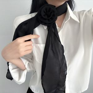 데이룸 장미 실크 스카프 타이 머플러 초커