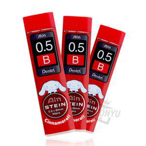 펜텔 시나모롤 아인슈타인 샤프심 0.5mm B 10개 1세트 05MM B샤프심 X롤 학생용 필기용품 롤샤프심