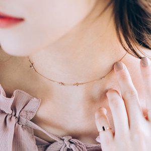 [키스텔라][14K]독특한 천연 그레이 다이아몬드 AA등급 글리터 초커목걸이 여자 목걸이 선물 십자가
