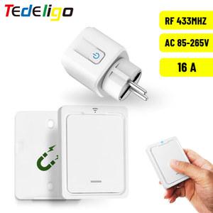 크롬캐스트 433 MHz 무선 원격 제어 소켓 스위치 220V 15A EV1527 코드 스마트 전기 플러그 전등 램프 콘센트