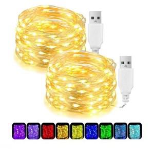USB LED 스트링 조명 실버 와이어 화환 방수 요정 크리스마스 웨딩 휴일 파티 장식 5 m 10 20m