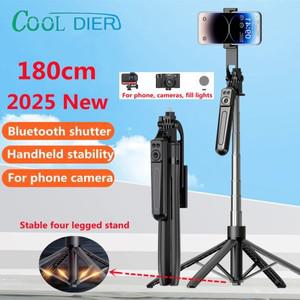 COOL DIER 2025 스마트 폰 카메라 용 새로운 180cm 삼각대, 블루투스 셔터가있는 스탠드 무선 셀카 스틱 브