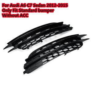 자동차 그릴망 튜닝 ACC가 Audi A6 C7 세단 용 크롬/블랙 RS6 스타일 앞 안개등 그릴 커버 2012 2013 2014