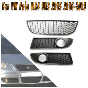 자동차 그릴망 튜닝 폭스바겐 폴로 MK4 9N3 2005-2009 용 안개등 램프 커버 범퍼 그릴 전면 하단 센터 페이