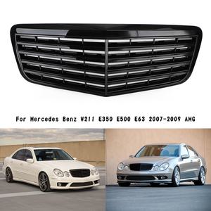 자동차 그릴망 튜닝 메르세데스 벤츠 호환 W211 E350 500 07-09 AMG 글로스 블랙에 맞는 앞 범퍼 그릴