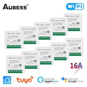 AUBESS Tuya 16A 미니 Wifi 스위치 DIY Alexa 구글 Home Alice 용 스마트 라이프를위한 양방향 원격 제어 타이머 릴레이 자동화