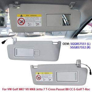 차량용 내부 선바이저 햇빛가리개 메이크업 미러 키트 포함 VW 골프 MK7 MK8 제타 7 T 크로스 파사트 B8 CC E ROC 1개 2개