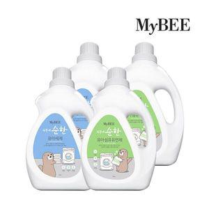 마이비 순한 유아세제 용기(1500ml) 2개+유연제(1500ml) 2개